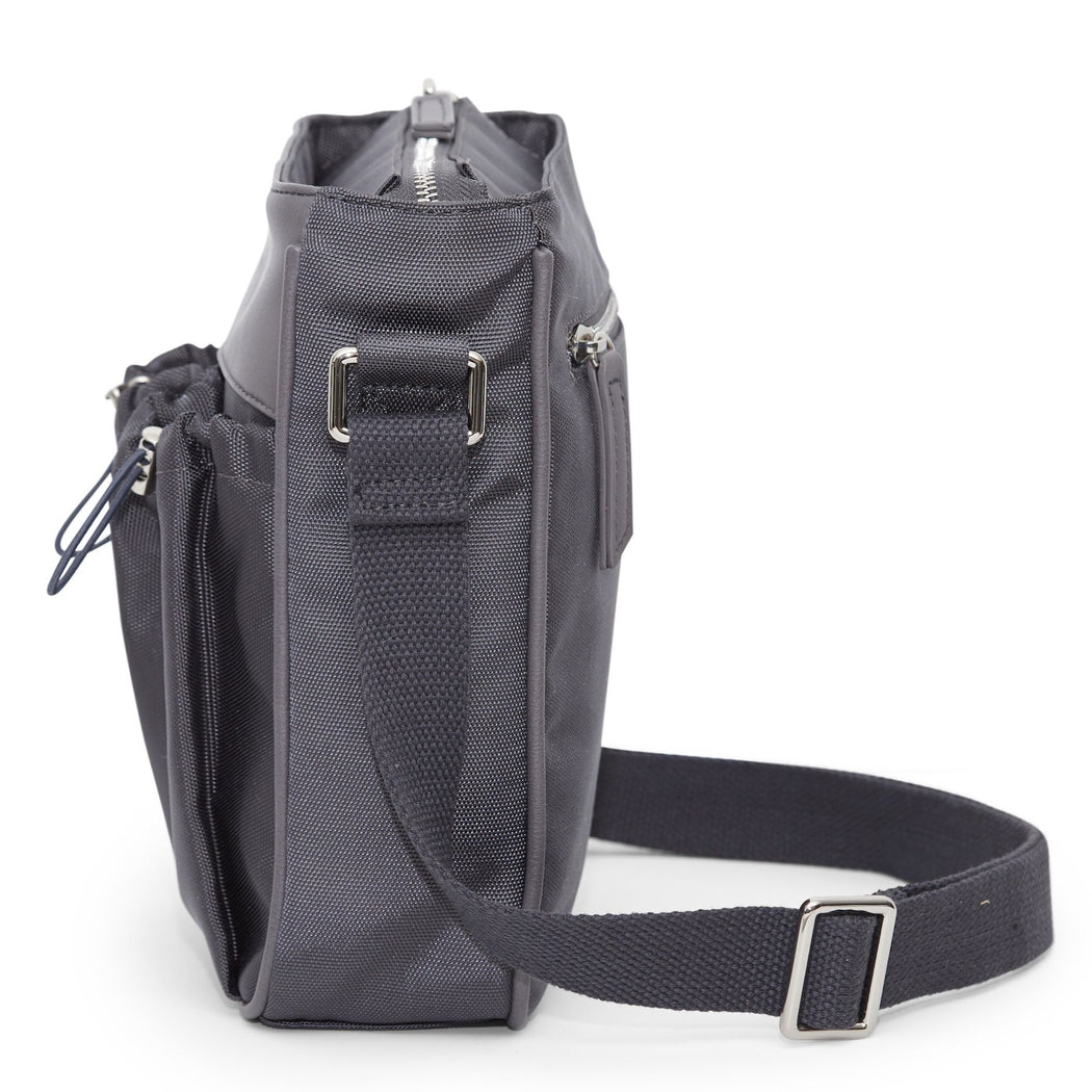 crossbody parent bag in slate - back pocket