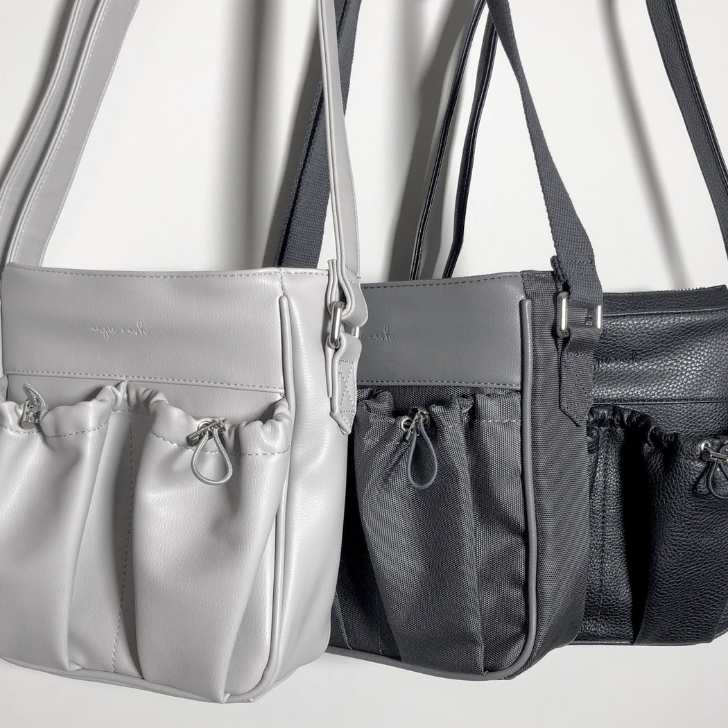 crossbody parent bags in gray and black