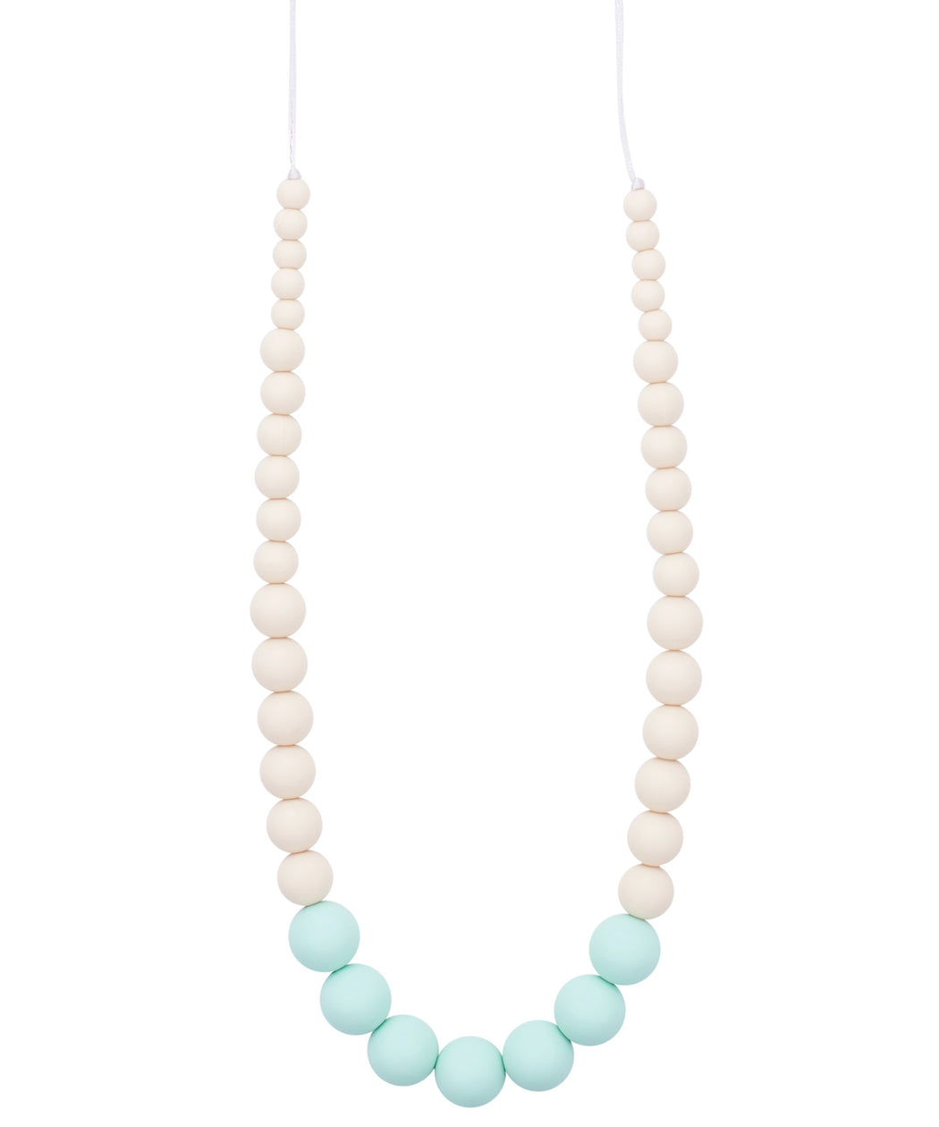teething necklace in mint vanilla