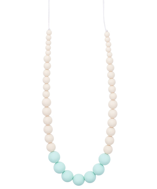 teething necklace in mint vanilla